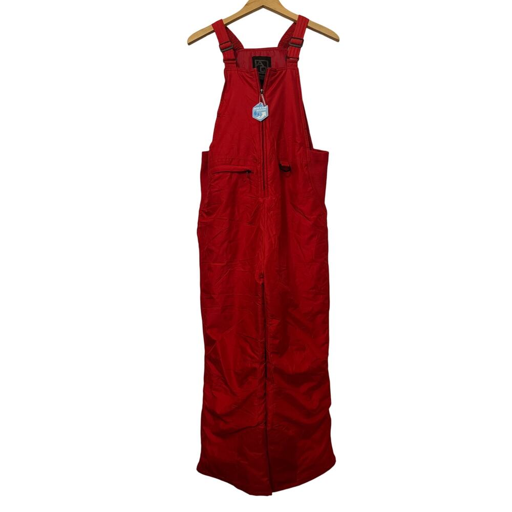AQ Junior Girls Overalls Red Adj Strap Quarter Zip Bib Ski Snowsuit 14/16 Large